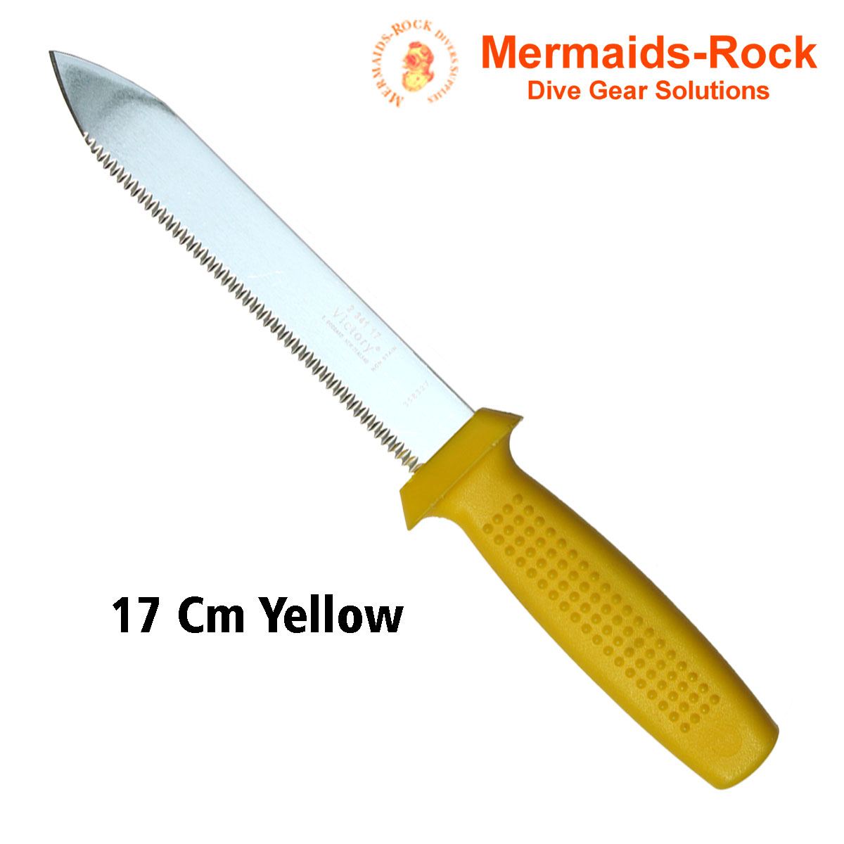 Victory 17cm Yellow Knife Set / Sheath / Carabiner & Lanyard